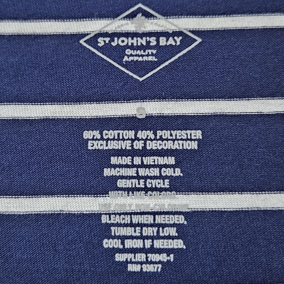 NWT St. John's Bay Women's Boat Neck Long Sleeve T-Shirt Navy Stripe - Picture 6 of 6